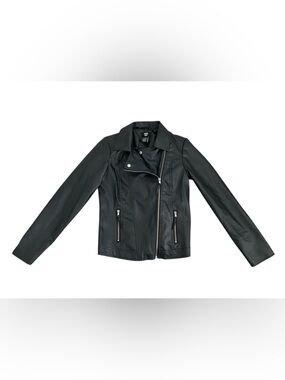 Miss Lili Women's Faux Leather Jacket Size Small Black Zip Lined NWOT